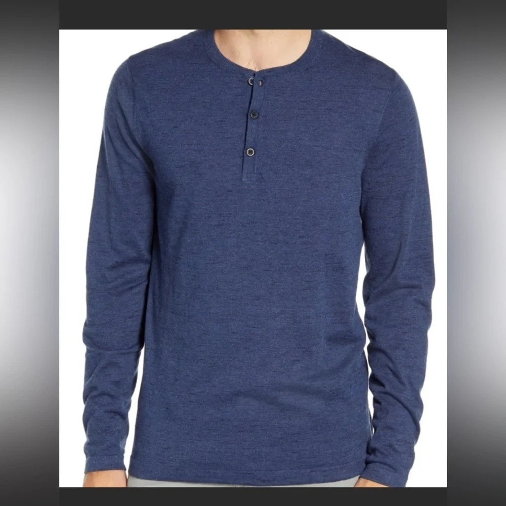 NORDSTROM MEN'S SHOP – Long Sleeve Slub Henley, NAVY BLAZER HEATHER / XL, NWT - Picture 1 of 9